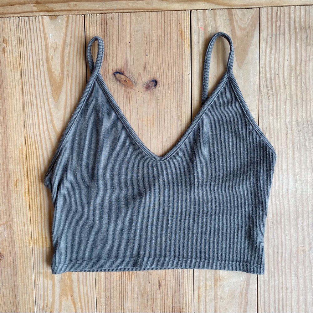 Joah Brown Cropped Strappy Cami in olive